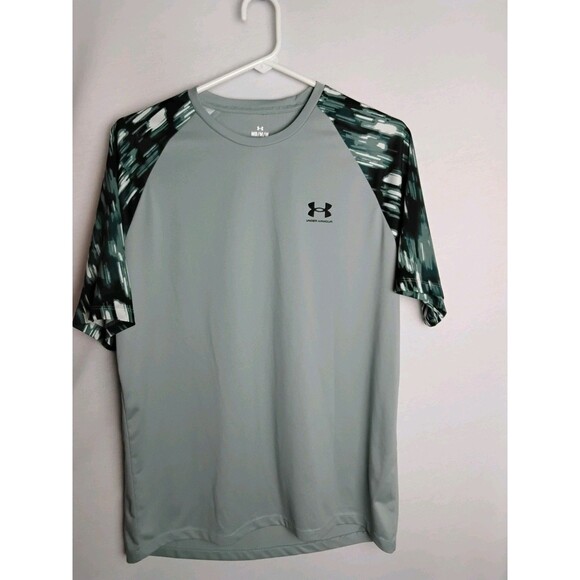 Men's Medium Under Armour  UA Tech 2.0 printed short sleeve gray blue and white - Picture 1 of 6